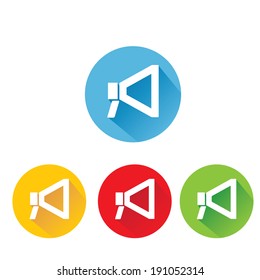 vector  flat megaphone icon set.  vector flat color speaker or sound icon