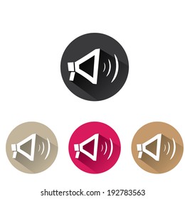 vector flat megaphone icon set. vector flat color speaker or sound icon