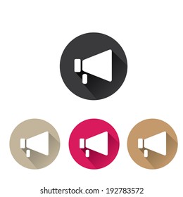 vector flat megaphone icon set. vector flat color speaker or sound icon