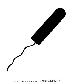 Silueta de tampón menstrual plana vectorial aislada en fondo blanco