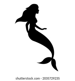 Vector flat mermaid silhouette isolated on white background