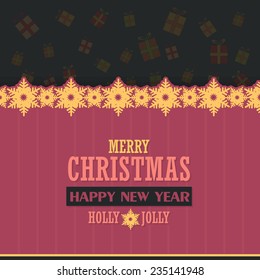 Vector Flat Merry Christmas and Gift Boxes 