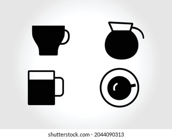 vector flat minimalist coffee cup glass food icon design for your business