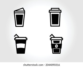 vector flat minimalist coffee cup glass food icon design for your business