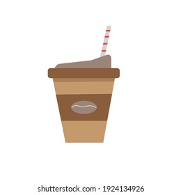logotipo o icono de la taza de café desechable vectorial plana o minimalista