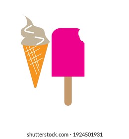 Logotipo o icono o clipart de helado de vectores planos o minimalistas