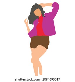 ilustración vectorial de dama plana o minimalista para diseño de moda o de ropa