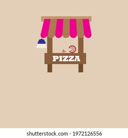 vector flat or minimalist pizza shop illustration or logo