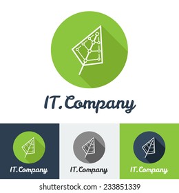 Vector flat minimalistic it or design studio logo set