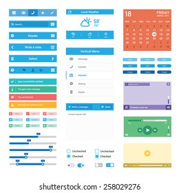 Vector Flat Mobile web Ui elements for mobile or tablet and web application | blue web & Mobile UI elements design illustration