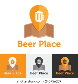 Vector flat modern beer shop or bar logo set