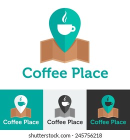 Vector flat modern coffee shop or cafe logo set