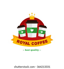 Vector flat modern coffee shop or cafe logo