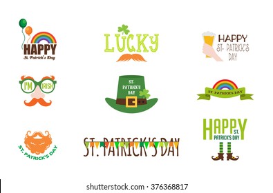 Vector flat modern creative concept design on Saint Patricks Day party. St. Pat's invitation design elementsa