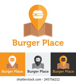 Vector flat modern fast food cafe logo set