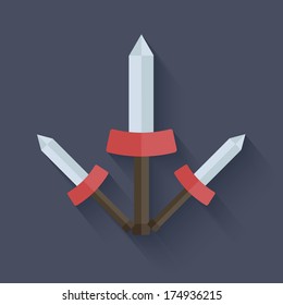 Vector flat modern icons on sample background