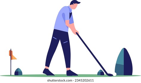 Vector de moderna ilustración de jugar al golf.