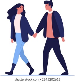Vector flat modern illustration of walking together.