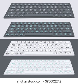 Vector flat modern keyboard, alphabet round buttons. Material design