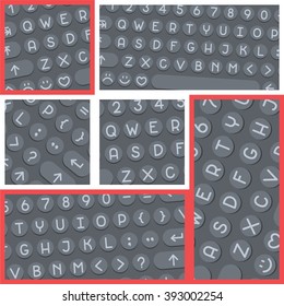 Vector flat modern keyboard, alphabet round buttons. Material design