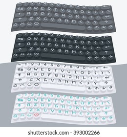 Vector flat modern keyboard, alphabet round buttons. Material design