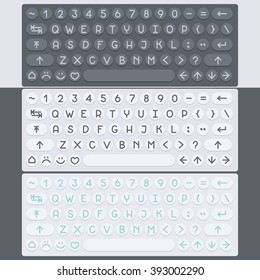 Vector flat modern keyboard, alphabet round buttons. Material design
