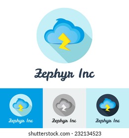 Vector flat modern minimalistic cloud logo set