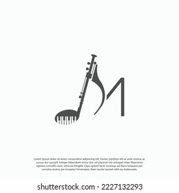 Letra M moderna y vectorial con forma de música para el vector de diseño del logotipo de tienda o estudio