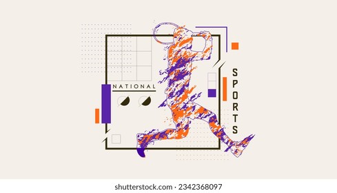 concepto de celebración del día nacional del deporte del jugador de vectores planas retro retro moderno. ornamento abstracto de línea y forma. para pantallas, banners, impresiones y fondos de pantalla