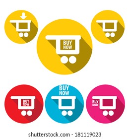 Vector flat modern shopping cart color icons. shopping symbol