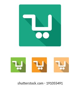 Vector flat modern shopping cart color icons. shopping symbol