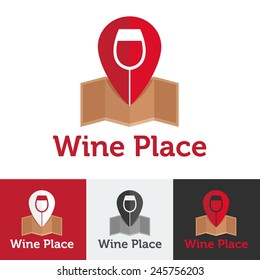 Vector flat modern wine shop or bar logo set