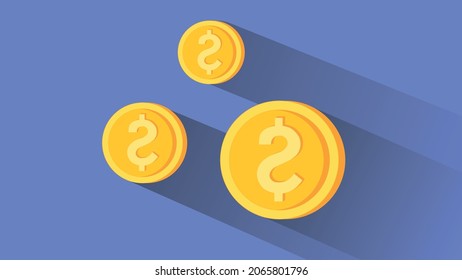 Vector Flat money Icons. Isolated Dollar Cents Sign and USD Coins. USA Payment system. Dollar sign abstract. Flat Design Global Currency. Payment and Economy Concept Isolated Vector Design Elements. 