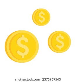 Vector Flat money Icons. Isolated Dollar Cents Sign and USD Coins. USA Payment system. Dollar sign abstract. Flat Design Global Currency. Payment and Economy Concept Isolated Vector Design Elements. 