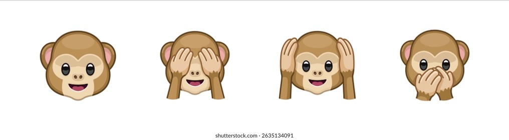 Vector flat monkey emoji, 10 eps.