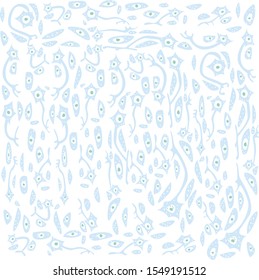 Vector flat monochrome illustration with set different neurons of nervous tissue for background. Cards, invitations, posters, business cards, web design, various printing, textile products can be used