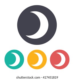 Vector flat moon icon with set of 3 colors 