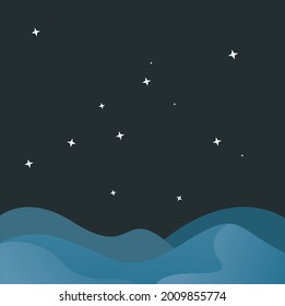 vector flat mountain design at night, suitable for wallpapers, etc