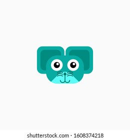 Vector Flat mouse's face isolated. Cartoon style illustration. Animal's head logo. Object for web, poster, banner, print design. Advertisement decoration element