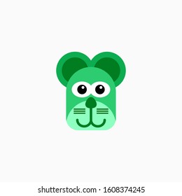 Vector Flat mouse's face isolated. Cartoon style illustration. Animal's head logo. Object for web, poster, banner, print design. Advertisement decoration element