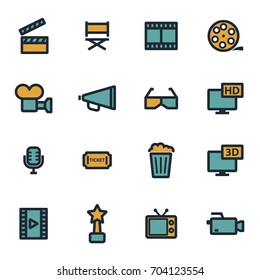 Vector flat movie icons set on white background