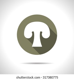 Vector flat mushroom icon on color circle 