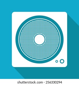 Vector flat music icon isolated on blue background. Eps10