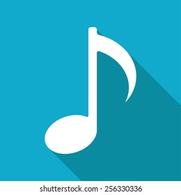 Vector flat music icon isolated on blue background. Eps10