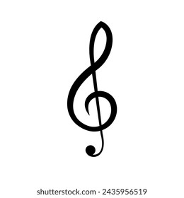 Vector flat music treble clef isolated on white background