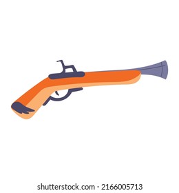 Vector Flat Musket. Pirate Gun. Cartoon Illustration 