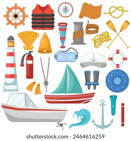  Vector Flat Nautical Accessory  Illustration Collection 