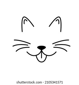 Vector flat nose and ears of a cat