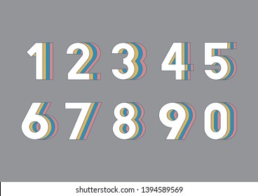 vector flat number retro style 