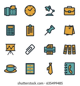 Vector flat office icons set on white background